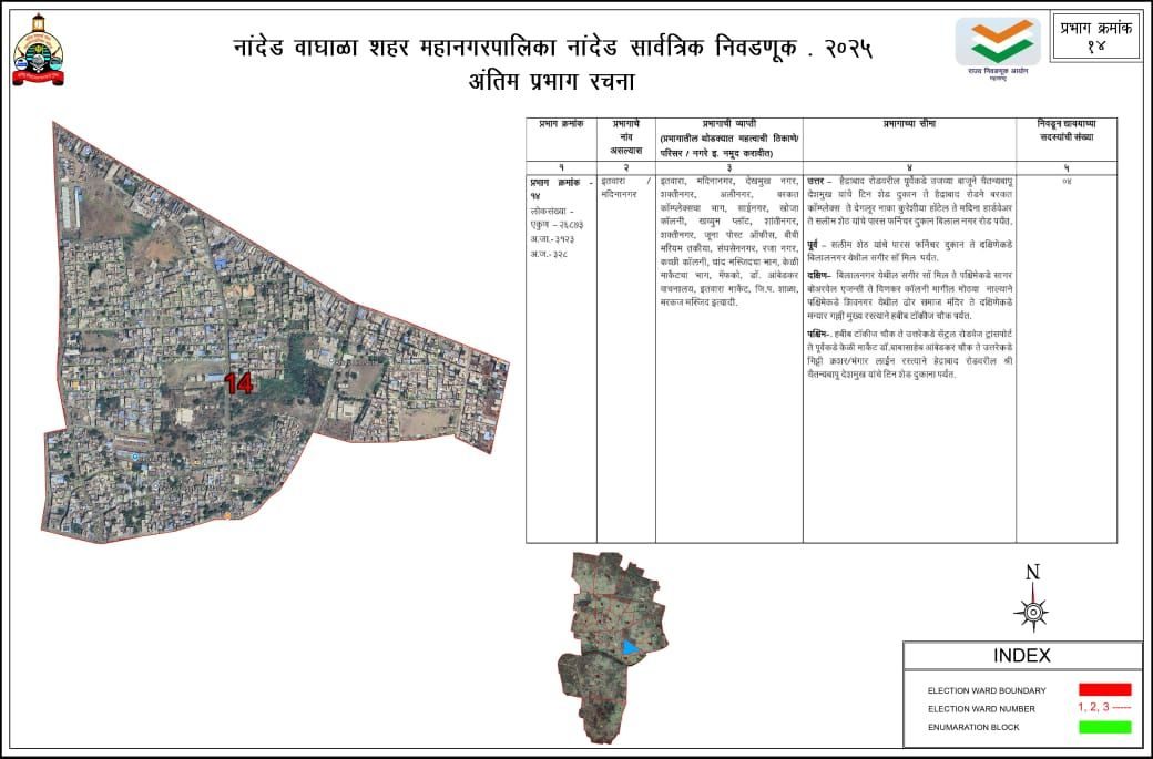 नांडेड वाघला शहर महानगरपालिकेच्या अंतिम प्रभागांची मंजुरीः