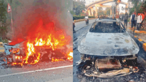 नागपुरात लक्झरी कारचा अपघात, कुटुंब थोडक्यात बचावले: