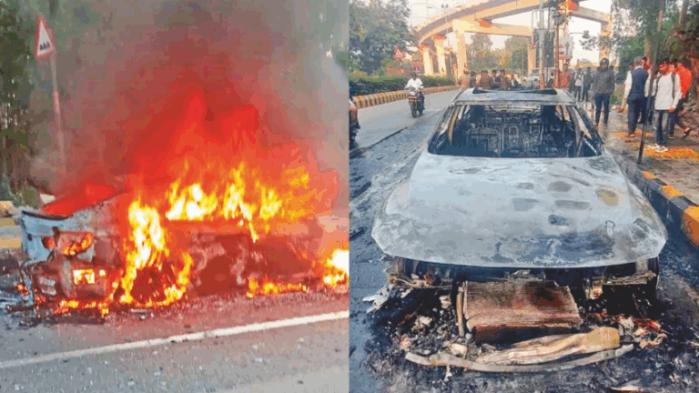 नागपुरात लक्झरी कारचा अपघात, कुटुंब थोडक्यात बचावले: