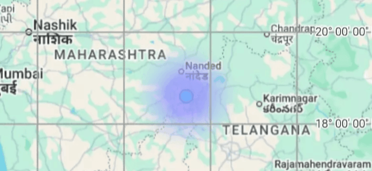 नांदेड जिल्ह्यातील मुखीर तालुक्यात भूकंपाचे सौम्य धक्के